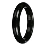 Natural Black and Deep Green Pattern Jadeite Jade Bangle - 63mm Half Moon