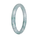 Untreated White with Green Pattern Burma Jade Bangle - 56mm Petite Round