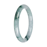 Untreated White with Green Pattern Burma Jade Bangle - 56mm Petite Round