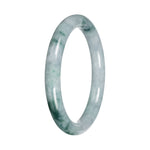 Untreated White with Green Pattern Burma Jade Bangle - 56mm Petite Round
