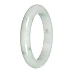 Genuine White with Apple Green and Olive Patches Traditional Jade Bangle Bracelet - 59mm Half Moon