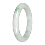 Genuine White with Apple Green and Olive Patches Traditional Jade Bangle Bracelet - 59mm Half Moon