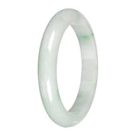 Genuine White with Apple Green and Olive Patches Traditional Jade Bangle Bracelet - 59mm Half Moon