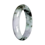 Genuine Light Lavender with Green Pattern Traditional Jade Bangle - 56mm Half Moon