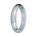 Grade A Gray with Deep Green Pattern Jadeite Jade Bangle - 54mm Half Moon