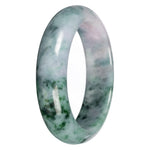 Grade A Gray with Green Pattern Jade Bangle - 62mm Half Moon