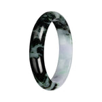 Authentic Pale Lavender with Green Pattern Burma Jade Bangle - 55mm Half Moon