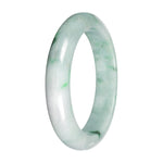Natural Light Green with Apple and Deep Green Patches Burma Jade Bangle - 57mm Half Moon