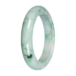 Natural Light Green with Apple and Deep Green Patches Burma Jade Bangle - 57mm Half Moon