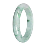 Natural Light Green with Apple and Deep Green Patches Burma Jade Bangle - 57mm Half Moon