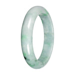 Natural Light Green with Apple and Deep Green Patches Burma Jade Bangle - 57mm Half Moon