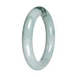 Real Light Green with Deep Green Patch Burmese Jade Bangle - 51mm Round