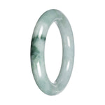 Real Light Green with Deep Green Patch Burmese Jade Bangle - 51mm Round