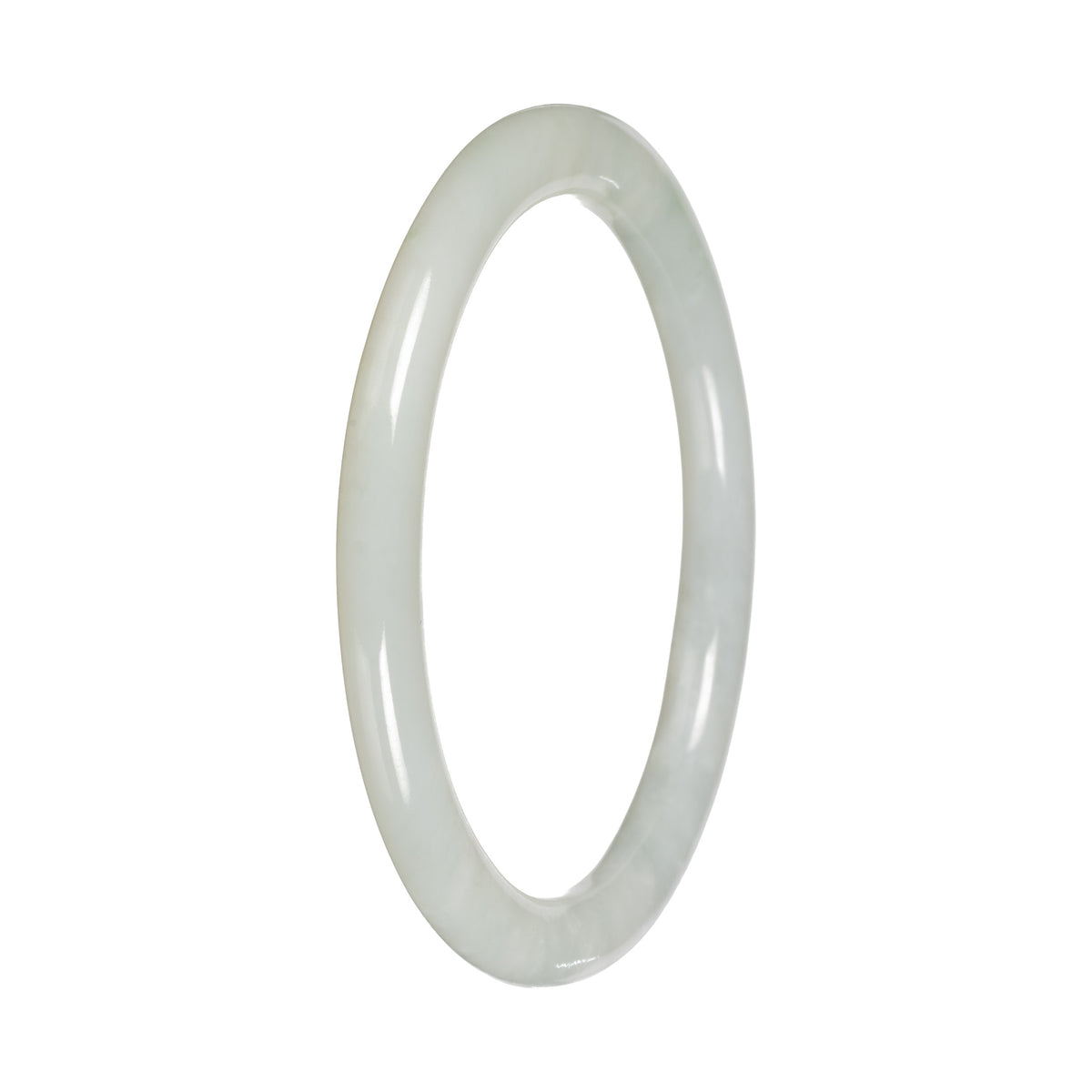 Genuine White Traditional Jade Bangle - 57mm Petite Round