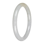 Authentic White with Pale Yellow Patch Traditional Jade Bangle Bracelet - 59mm Petite Round