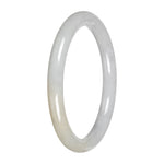 Authentic White with Pale Yellow Patch Traditional Jade Bangle Bracelet - 59mm Petite Round