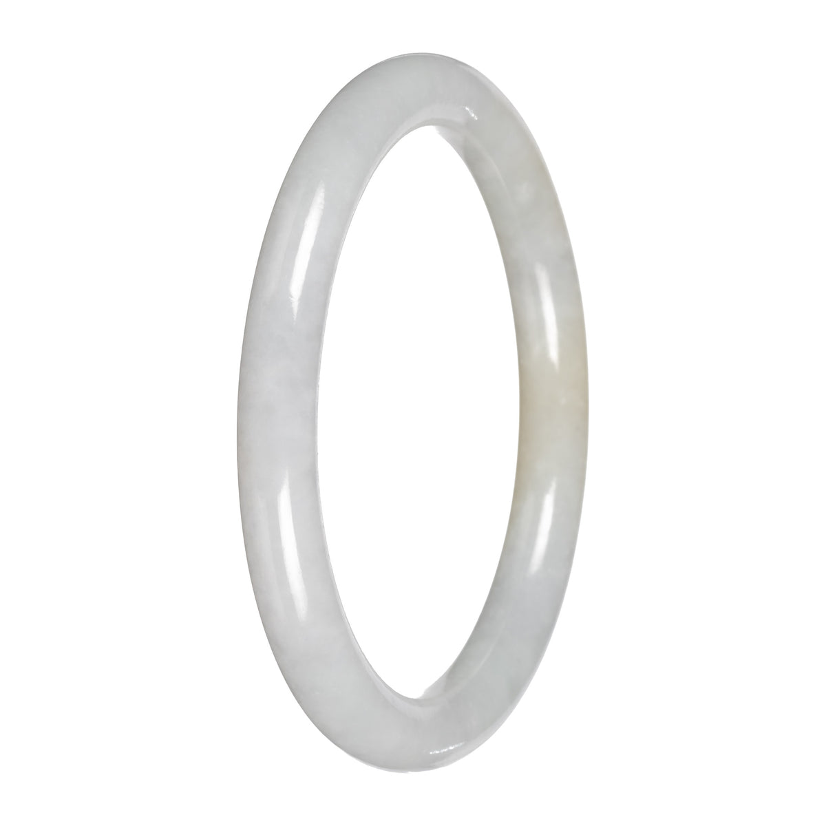 Authentic White with Pale Yellow Patch Traditional Jade Bangle Bracelet - 59mm Petite Round