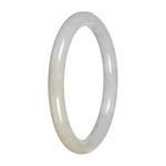 Authentic White with Pale Yellow Patch Traditional Jade Bangle Bracelet - 59mm Petite Round