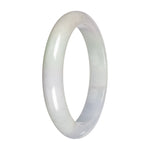 Untreated White with Pale Green Patches Jadeite Jade Bangle Bracelet - 58mm Half Moon