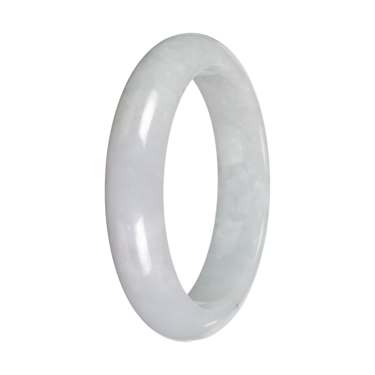 Natural White Burmese Jade Bangle - 56mm Half Moon