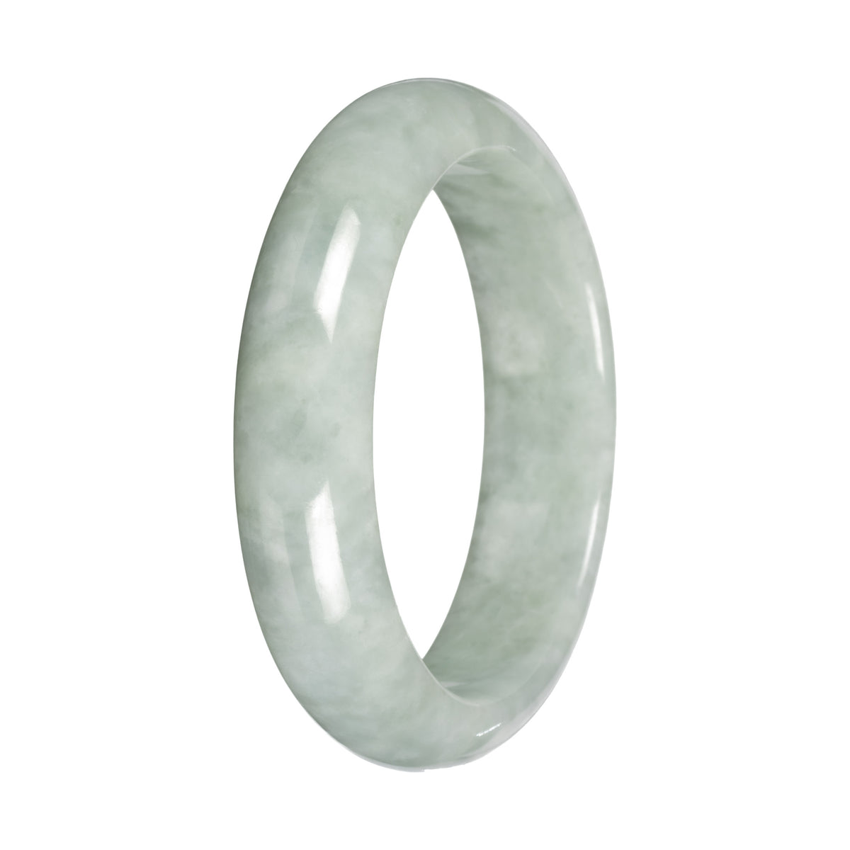 Authentic Light Green Burmese Jade Bangle Bracelet - 55mm Half Moon