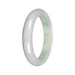 Authentic Light Gray with Light Apple Green Patch Jadeite Bangle - 53mm Half Moon