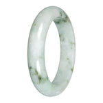 Grade A Light Green with Deep Green Patches Jadeite Bangle - 58mm Half Moon