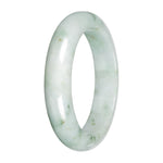 Grade A Light Green with Deep Green Patches Jadeite Bangle - 58mm Half Moon