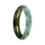 Real Green with Deep Olive Section and Deep Green Pattern Jade Bangle - 53mm Half Moon
