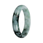 Real Light Green with Deep Green Pattern Burmese Jade Bangle Bracelet - 54mm Half Moon