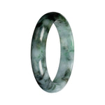 Grade A Green with Deep Green Pattern Jadeite Bangle Bracelet - 54mm Half Moon