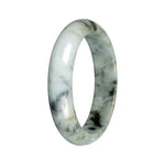 Untreated Light Green with Deep Green and Olive Green Pattern Traditional Jade Bangle - 55mm Half Moon