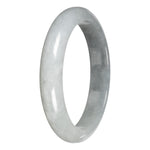 Genuine White with Light Gray Section Burma Jade Bangle - 63mm Half Moon