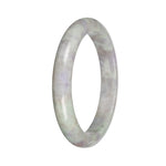 Authentic Light Green and Lavender Pattern Jade Bangle Bracelet - 59mm Half Moon