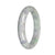 Natural Light Green and Lavender Pattern Burma Jade Bangle Bracelet - 59mm Half Moon