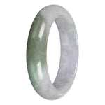 Genuine Gray with Pale Lavender and Olive Patch Burmese Jade Bangle - 62mm Half Moon