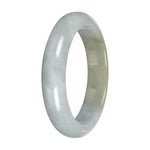 Natural Light Green with Light Olive Patch Burma Jade Bangle - 57mm Half Moon