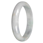 Natural White with Grey and Green Sections Jadeite Bangle Bracelet - 79mm Half Moon