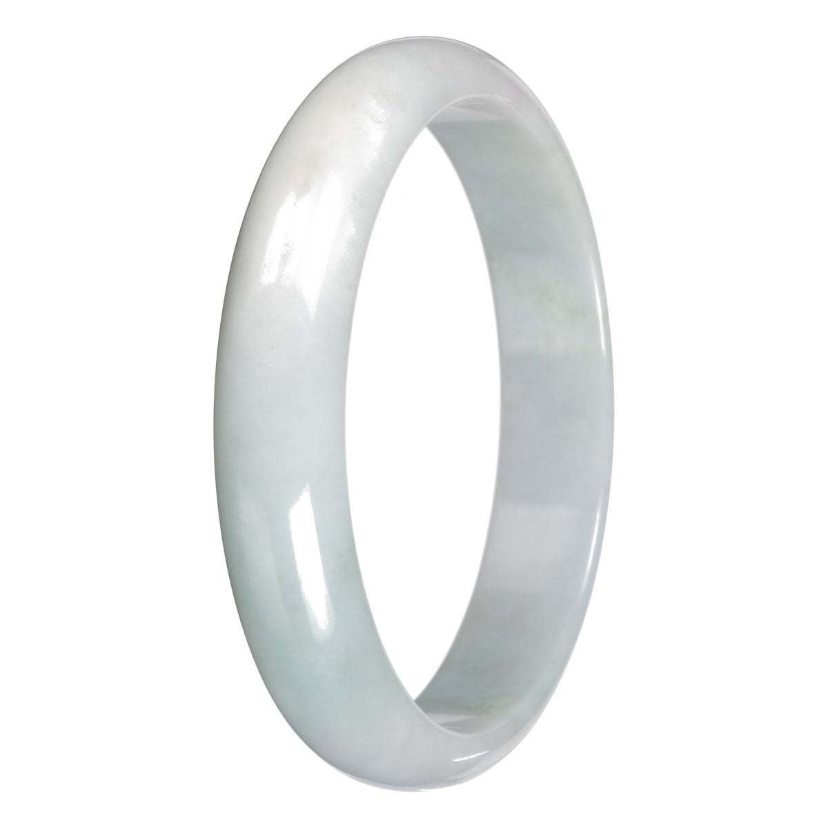 Real Pale Green with White Section Jadeite Jade Bangle - 78mm Half Moon