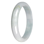 Real Pale Green with White Section Jadeite Jade Bangle - 78mm Half Moon