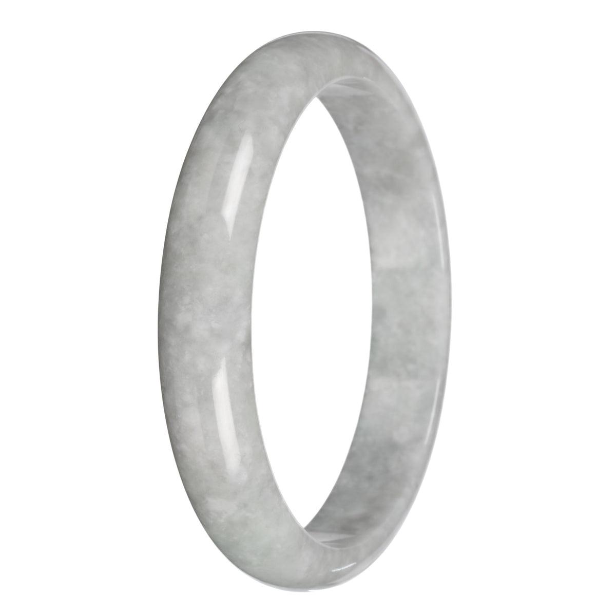 Genuine Grey Burma Jade Bangle - 83mm Half Moon