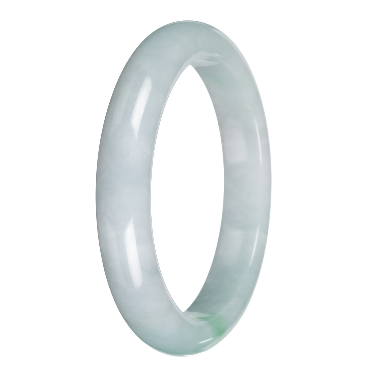 Authentic Pale Green with Emerald Green Burma Jade Bangle - 63mm Half Moon