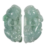 Paired Jade Pixiu Pendants - Genuine Burmese Jade