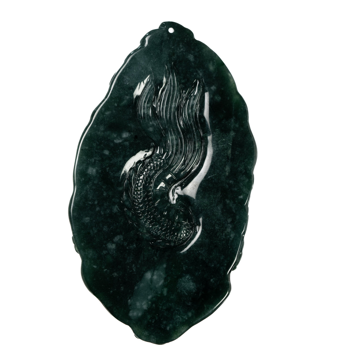 Deep Green Burmese Jade Dragon Pendant