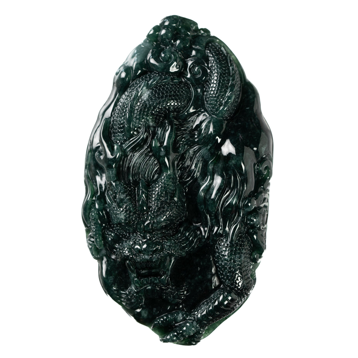 Deep Green Jade Dragon Pendant