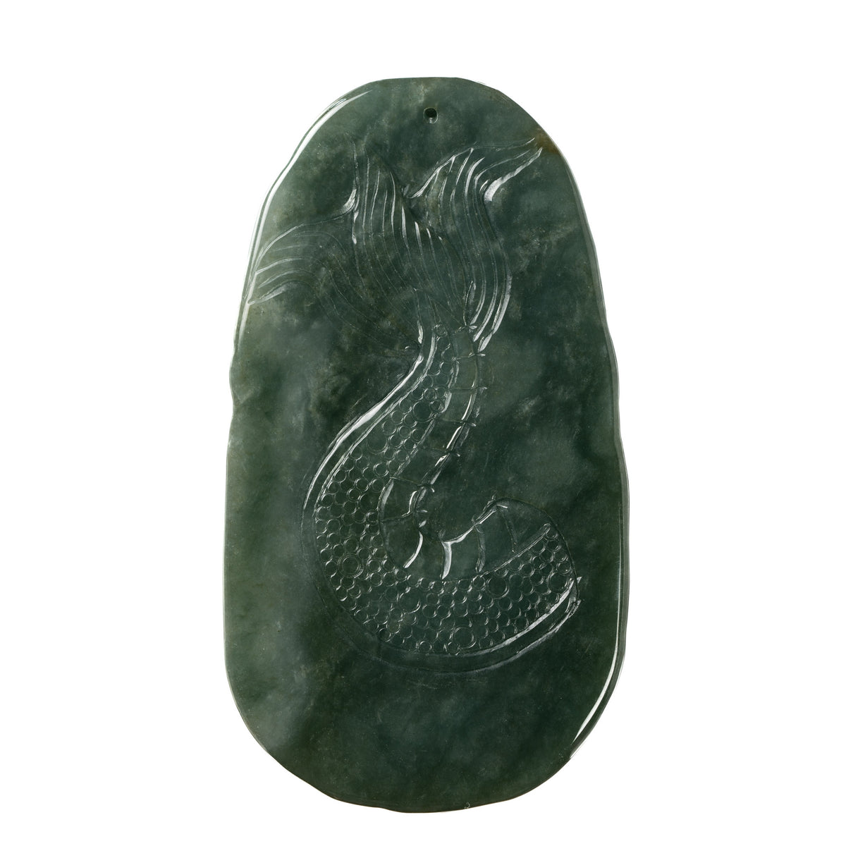 Olive Green Jadeite Dragon Pendant