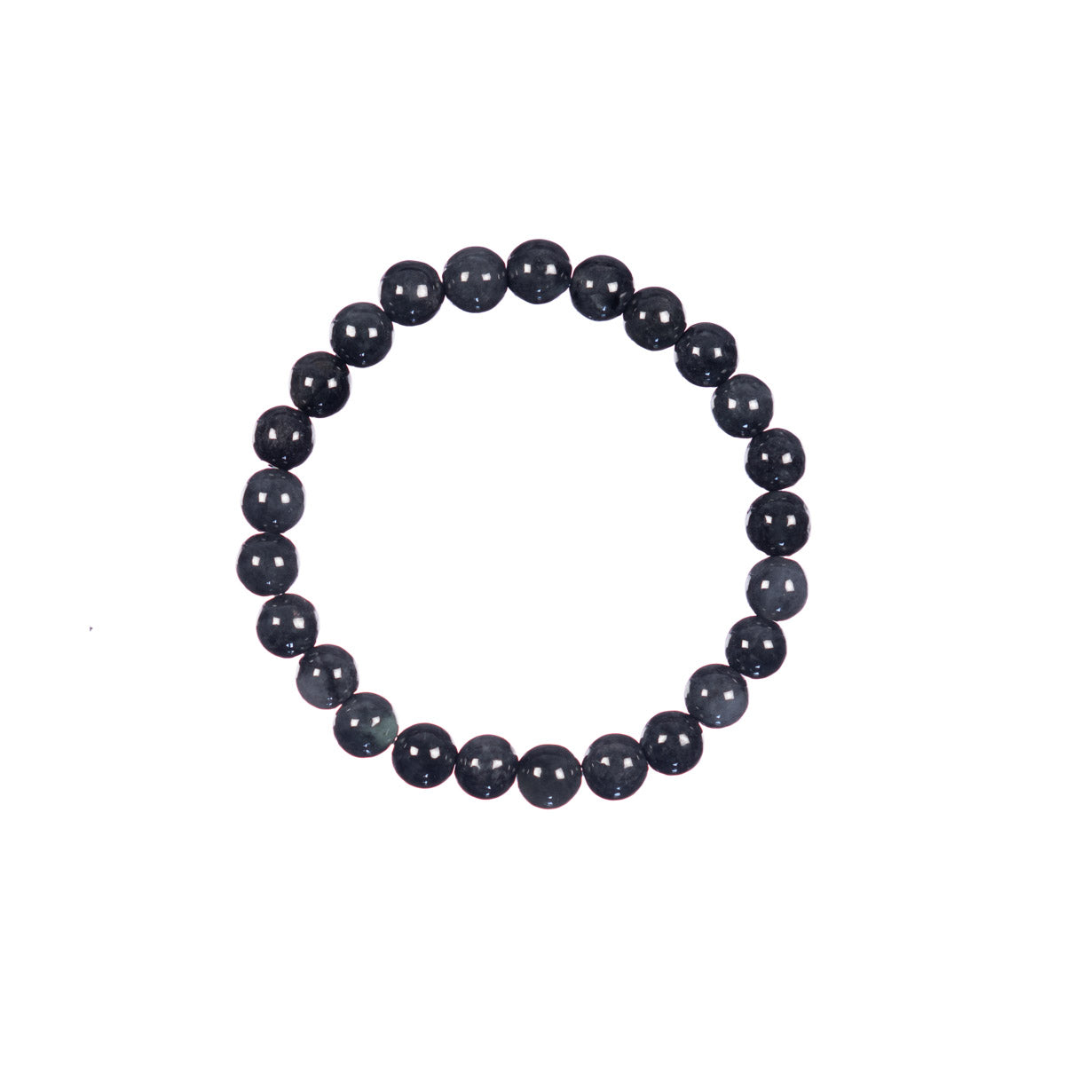 Small Grey and Black Jadeite Jade Bead Bracelet - 7mm