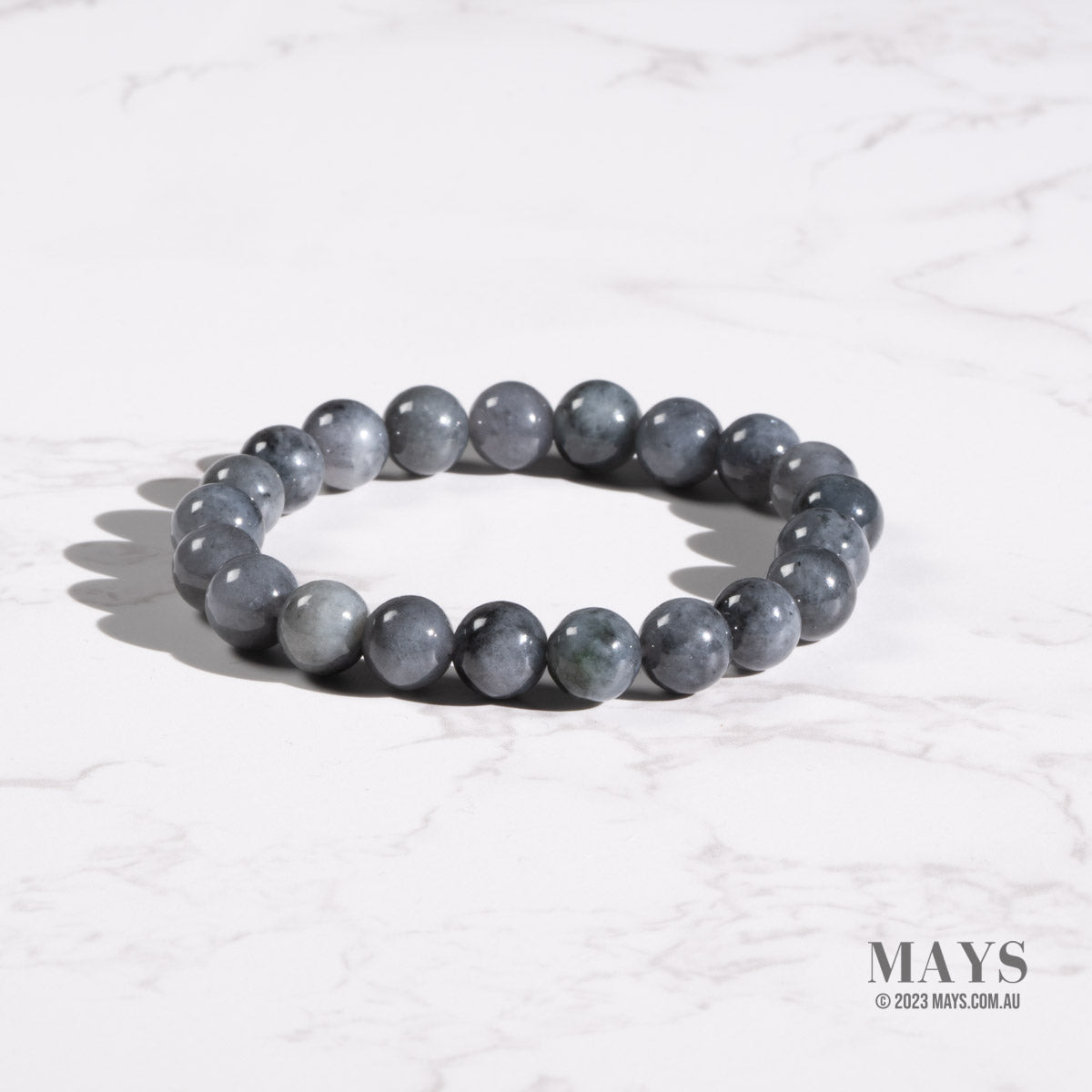 Dark Grey Jade Bead Bracelet - 9mm