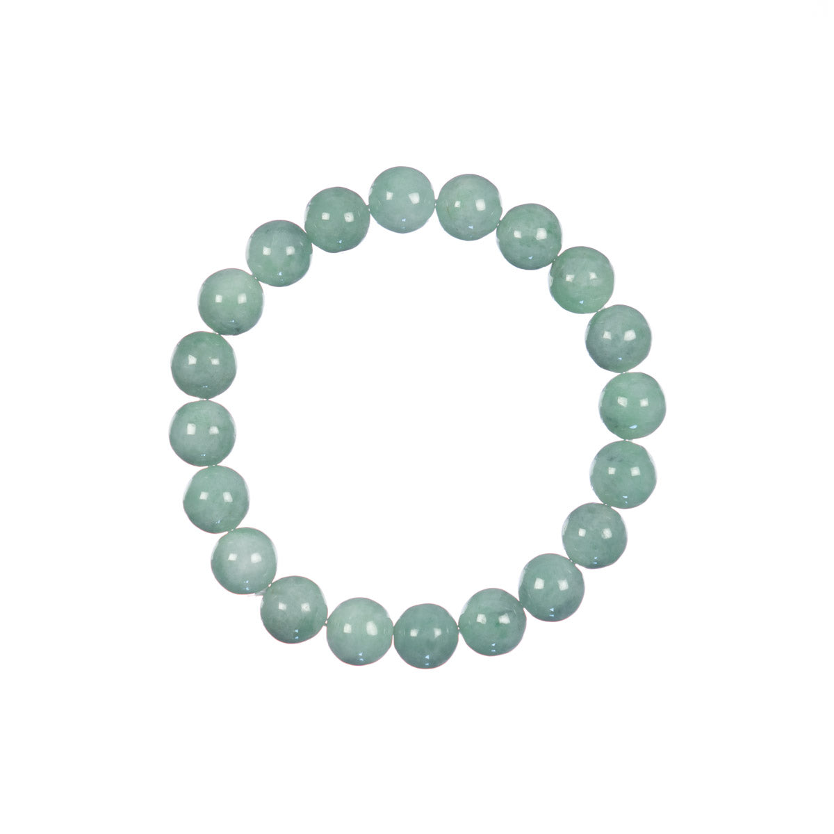 Light Green Jadeite Jade Bead Bracelet - 9mm