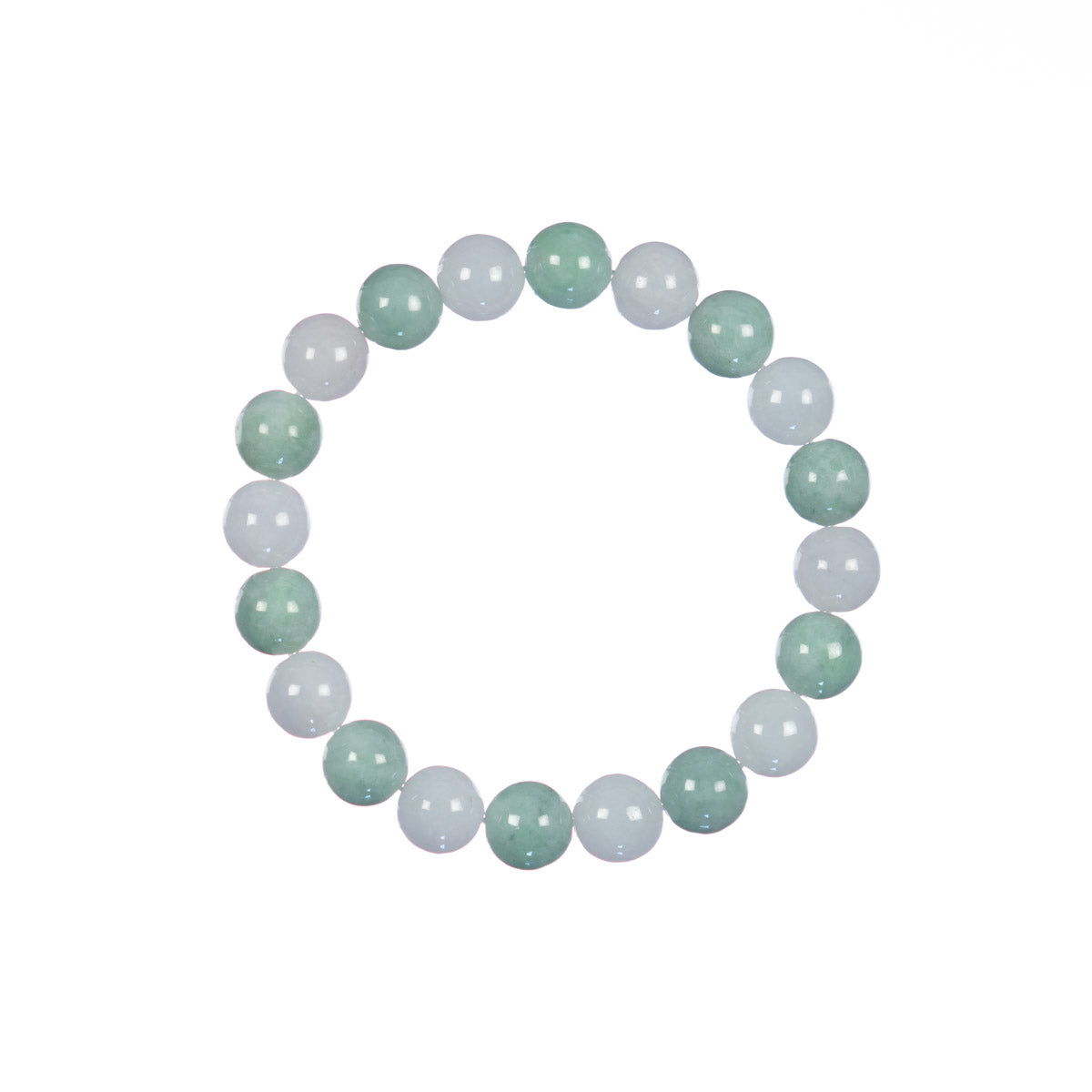 Light Green and White Jadeite Jade Bead Bracelet - 9mm